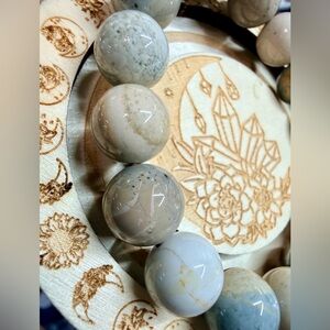 Alashan Agate Bracelet – 13mm Desert Pastel Beads – Natural Stone